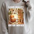 Leave Reality Enter Books Bookworm Reading Book Raglan Sleeve Sweatshirt Heather Forest