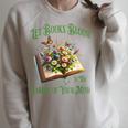 Let Books Bloom In The Garden Of Your Mind Floral Raglan Sleeve Sweatshirt Heather Forest