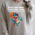 Let's Eat Kids Punctuation Saves Books Grammar Raglan Sleeve Sweatshirt Heather Forest