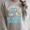 Let's Go On a Reading Frenzy Sharks With Books Teacher Raglan Sleeve Sweatshirt Heather Forest Let's Go On a Reading Frenzy Sharks With Books Teacher Raglan Sleeve Sweatshirt Heather Forest