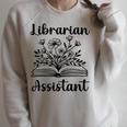 Librarian Assistant Cute Floral Book Reader Graphic Women Raglan Sleeve Sweatshirt Heather Forest