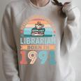 Librarian Born 1991 30th Birthday Book Lover Raglan Sleeve Sweatshirt Heather Forest