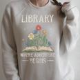 Library Where Adventure Begins Books Librarian Lover Raglan Sleeve Sweatshirt Heather Forest Library Where Adventure Begins Books Librarian Lover Raglan Sleeve Sweatshirt Heather Forest