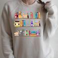 Library Cats Kittens Reader Book Lovers Pet Shelf Raglan Sleeve Sweatshirt Heather Forest
