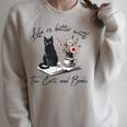 Life Better With 2 Cats Books Kitten Kitty Women Girls Kids Raglan Sleeve Sweatshirt Heather Forest