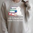 Life Is Better With Coffee Cats And Books Book Lover Raglan Sleeve Sweatshirt Heather Forest Life Is Better With Coffee Cats And Books Book Lover Raglan Sleeve Sweatshirt Heather Forest