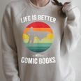 Life Is Better With Comic Books Vintage Comics Book Raglan Sleeve Sweatshirt Heather Forest