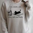 Life Is Better With Wine Cats And Books Raglan Sleeve Sweatshirt Heather Forest