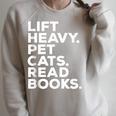 Lift Heavy Pet Cats Read Books Gym Workout Weight Lifter Raglan Sleeve Sweatshirt Heather Forest Lift Heavy Pet Cats Read Books Gym Workout Weight Lifter Raglan Sleeve Sweatshirt Heather Forest