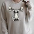 I Lift So I Can Carry More Books Raccoon Reader Workout Raglan Sleeve Sweatshirt Heather Forest