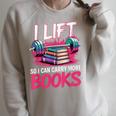 I Lift So I Can Carry More Books Reader Gym Bookworm Raglan Sleeve Sweatshirt Heather Forest I Lift So I Can Carry More Books Reader Gym Bookworm Raglan Sleeve Sweatshirt Heather Forest