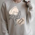Line Art Abstract Minimalist Minimal For Book Lover Women Raglan Sleeve Sweatshirt Heather Forest