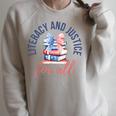 Literacy And Justice For All Book Coquette Bookworm 4th July Raglan Sleeve Sweatshirt Heather Forest