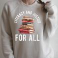 Literacy And Justice For All Read Banned Books Banning Books Raglan Sleeve Sweatshirt Heather Forest