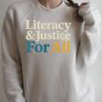 Literacy Justice For All Stop Book Banning Protect Librarian Raglan Sleeve Sweatshirt Heather Forest Literacy Justice For All Stop Book Banning Protect Librarian Raglan Sleeve Sweatshirt Heather Forest
