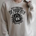 Literary Keep Your Bans Book Lover Anti Censorship Reading Raglan Sleeve Sweatshirt Heather Forest