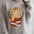 Llama Reading Book Graphic Llama With Book Floral Raglan Sleeve Sweatshirt Heather Forest Llama Reading Book Graphic Llama With Book Floral Raglan Sleeve Sweatshirt Heather Forest