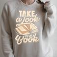 Take a Look It's In a Book Author History Reading Raglan Sleeve Sweatshirt Heather Forest