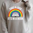 Take A Look It's In A Book Rainbow Reading Literary Raglan Sleeve Sweatshirt Heather Forest