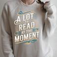 A Lot To Read At The Moment Retro Book Reader Raglan Sleeve Sweatshirt Heather Forest