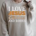 I Love Jesus Coffee And Books Jesus Is King Christ God Raglan Sleeve Sweatshirt Heather Forest