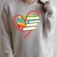 I Love Reading Heart Love Books TShirt Library Bookworm Raglan Sleeve Sweatshirt Heather Forest