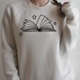 Magic Book With Stars Line Art Raglan Sleeve Sweatshirt Heather Forest Magic Book With Stars Line Art Raglan Sleeve Sweatshirt Heather Forest