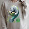 Manatee Reading Book Matching Bookworm Librarian Books Lover Raglan Sleeve Sweatshirt Heather Forest