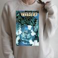Marvel Comixology Invaders Go To Atlantis Comic Book Cover Raglan Sleeve Sweatshirt Heather Forest