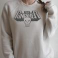 Marvel Punisher Extruded Comic Book Vintage Skull Logo Raglan Sleeve Sweatshirt Heather Forest
