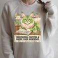 Matcha Drinking Maine Coon Cat Reading Books Aesthetic Raglan Sleeve Sweatshirt Heather Forest