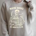 Maybe Books Are Addicted To Me Skeleton Reader Retro Raglan Sleeve Sweatshirt Heather Forest Maybe Books Are Addicted To Me Skeleton Reader Retro Raglan Sleeve Sweatshirt Heather Forest