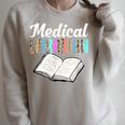 Medical Librarian Leopard Print Library Book Graphic Raglan Sleeve Sweatshirt Heather Forest