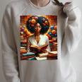 Melanin Queen Afro WomenEducated Reading Book History Raglan Sleeve Sweatshirt Heather Forest
