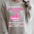 Never Mess With a Reading Mom Books Mother Raglan Sleeve Sweatshirt Heather Forest