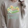 Montessori Teacher Books Sunflowers School Education Learn Raglan Sleeve Sweatshirt Heather Forest