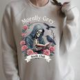Morally Grey Book Club Gothic Skeleton And Raven Vintage Premium Tri-Blend Raglan Sleeve Sweatshirt Heather Forest