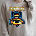 NASA Astronaut In Space Hole Comic Book Style Geek Raglan Sleeve Sweatshirt Heather Forest