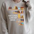 National Library Week Book Reading Library Day Librarian Raglan Sleeve Sweatshirt Heather Forest