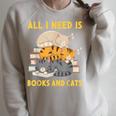 All I Need Is Books And Cats Raglan Sleeve Sweatshirt Heather Forest