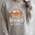 All I Need Is Books And Cats Reading Raglan Sleeve Sweatshirt Heather Forest