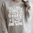 All I Need Are Books And Wine Cute Reading Raglan Sleeve Sweatshirt Heather Forest