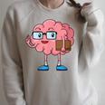 Nerd Brain With Book And Glasses Raglan Sleeve Sweatshirt Heather Forest