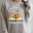 New Chapter Begins Retired 2026 Watercolor Floral Book Women Raglan Sleeve Sweatshirt Heather Forest