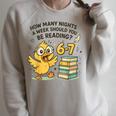 How Many Nights Reading Duck 67 Meme Book Lovers Raglan Sleeve Sweatshirt Heather Forest