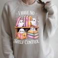 I Have No Shelf Control Ghost Reading Books Pun Raglan Sleeve Sweatshirt Heather Forest