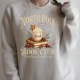North Pole Book Club Christmas Reading Hot Cocoa Graphic Raglan Sleeve Sweatshirt Heather Forest