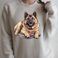 Norwegian Elkhound Books Reading Dog Breed Graphic Raglan Sleeve Sweatshirt Heather Forest