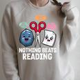 Nothing Beats Reading Rock Paper Scissors Book Lover Raglan Sleeve Sweatshirt Heather Forest