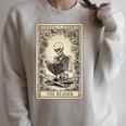 Occult Reader Tarot Card Book Lover Skeleton Reading Raglan Sleeve Sweatshirt Heather Forest